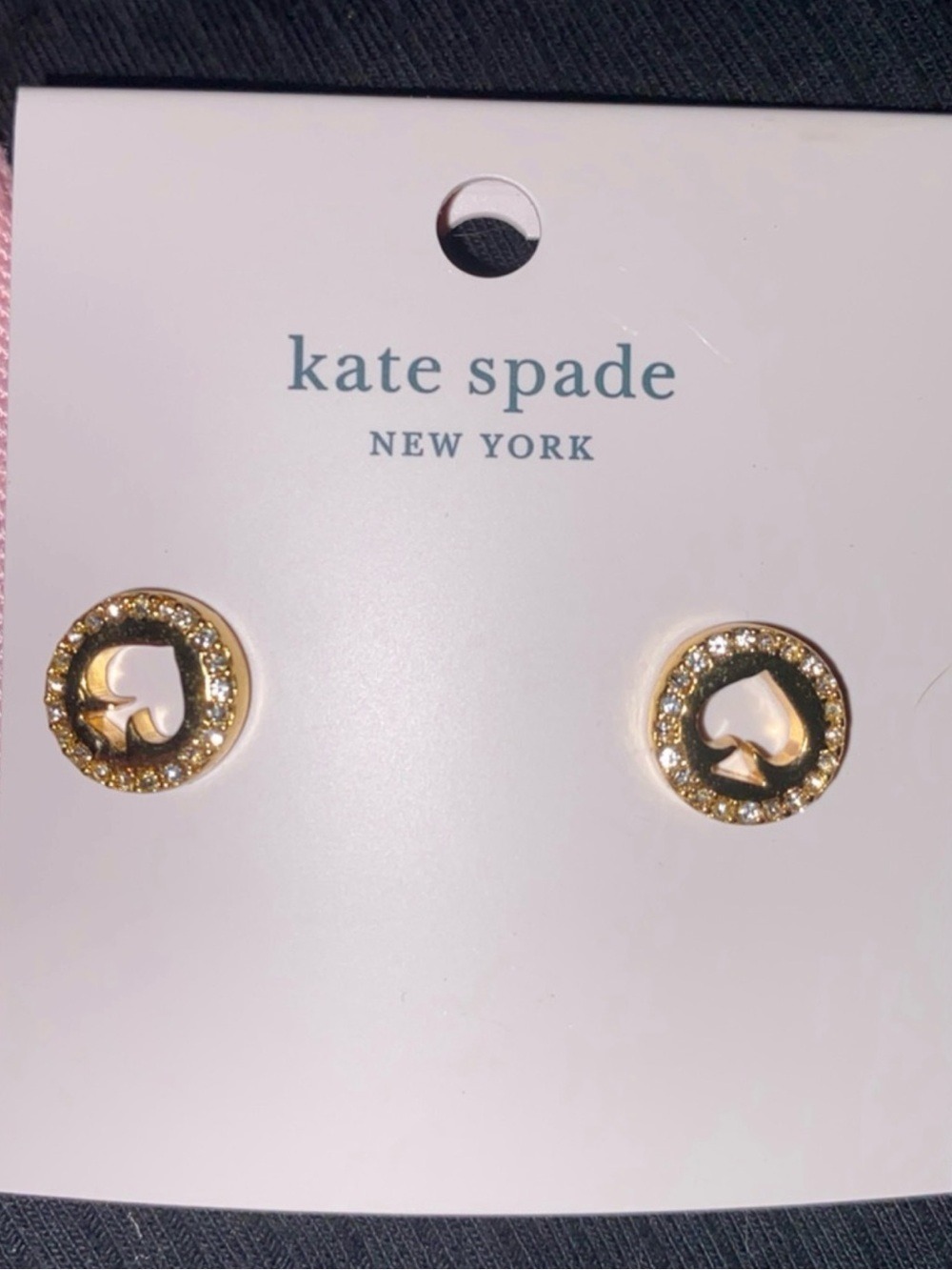 NWT Kate Spade “Spot the Spade” Earrings in gold plate 2552